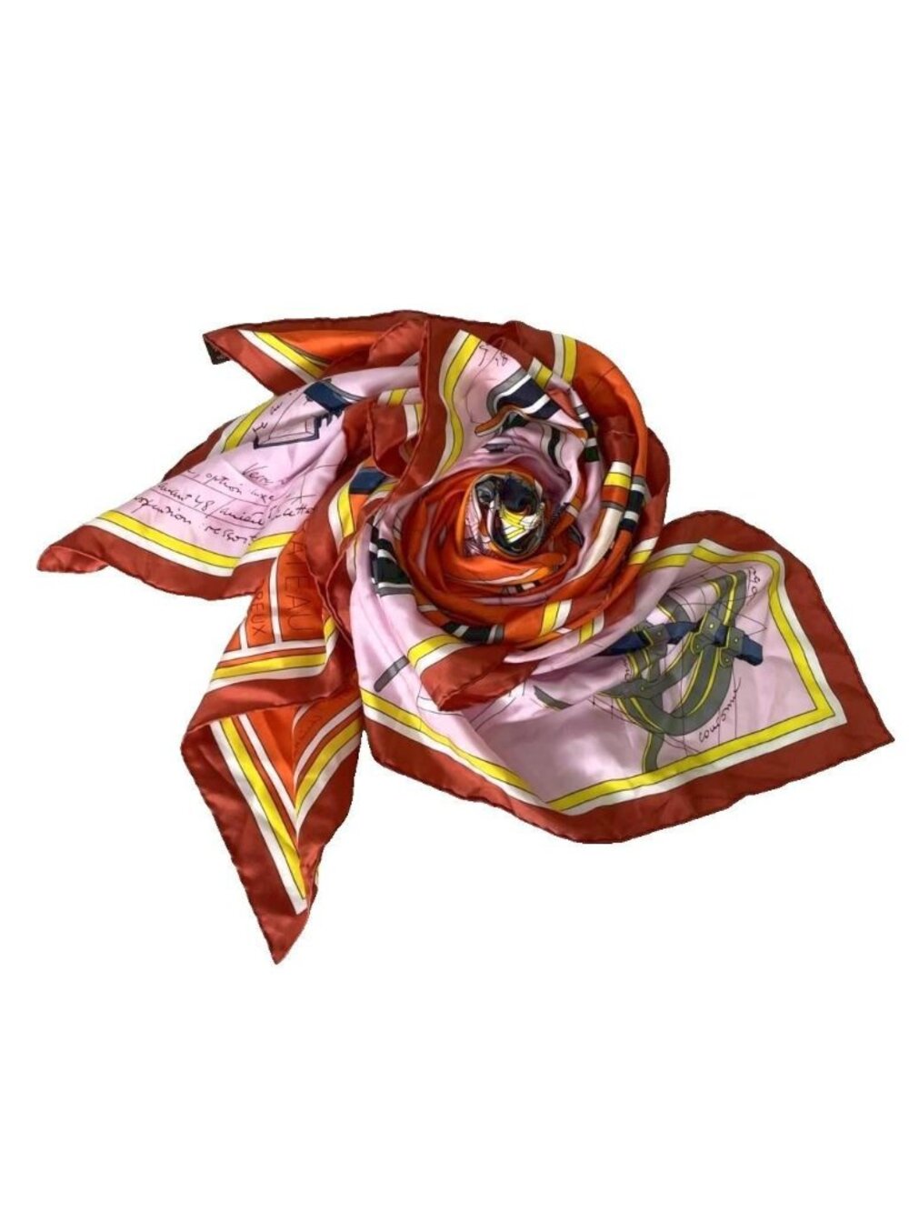 Hermes Petit Duc Project de Voiture 140 Scarf Shawl Large Silk Orange